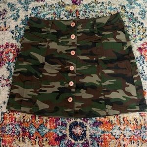 Button Up, Army Colored Mini Skirt